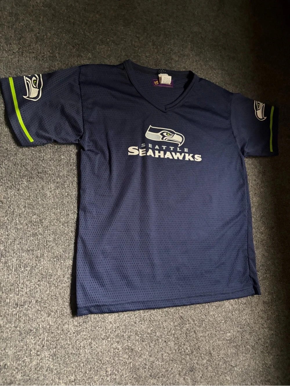 Vintage Seattle Seahawks Youth Navy Short Sleeve Jersey